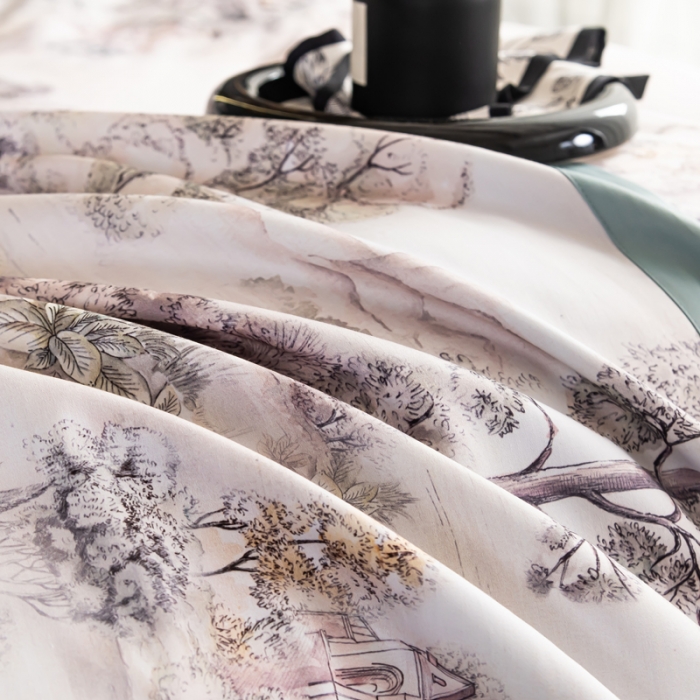 91家纺网 家纺一手货源 找家纺 氧家 2025新款100支全棉数码印花四件套 爱普森兰