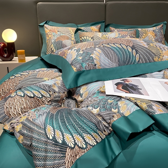 91家纺网 家纺一手货源 找家纺 氧家 2025新款100支全棉数码印花四件套 波利