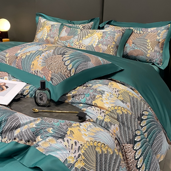 91家纺网 家纺一手货源 找家纺 氧家 2025新款100支全棉数码印花四件套 波利