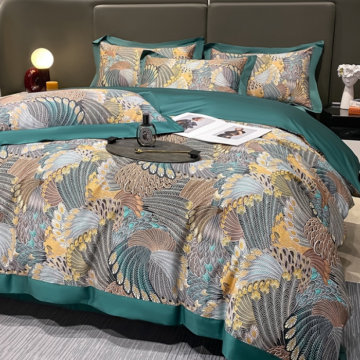 91家纺网 家纺一手货源 找家纺 氧家 2025新款100支全棉数码印花四件套 波利