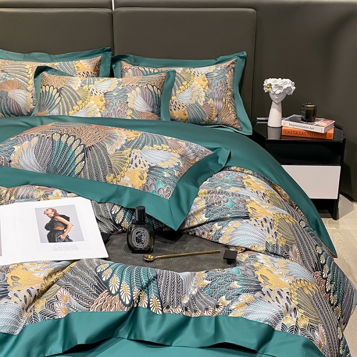 91家纺网 家纺一手货源 找家纺 氧家 2025新款100支全棉数码印花四件套 波利