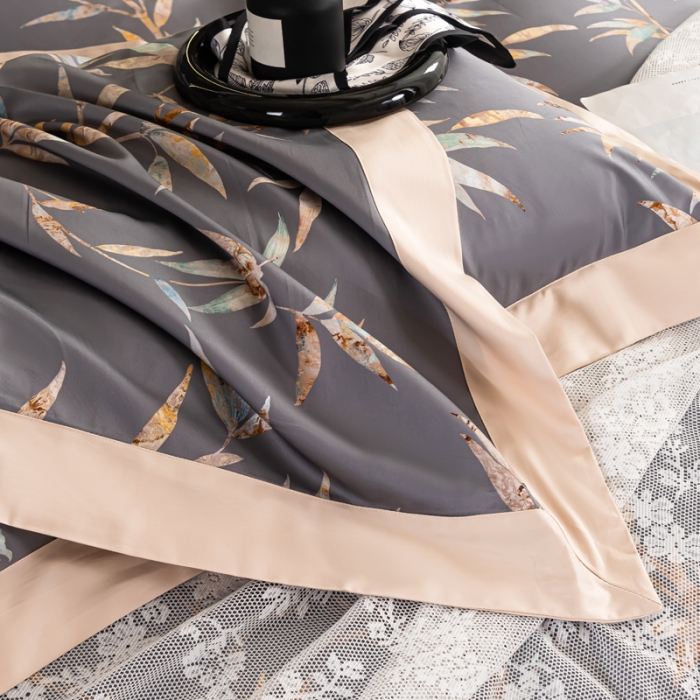 91家纺网 家纺一手货源 找家纺 氧家 2025新款100支全棉数码印花四件套 风雅颂灰