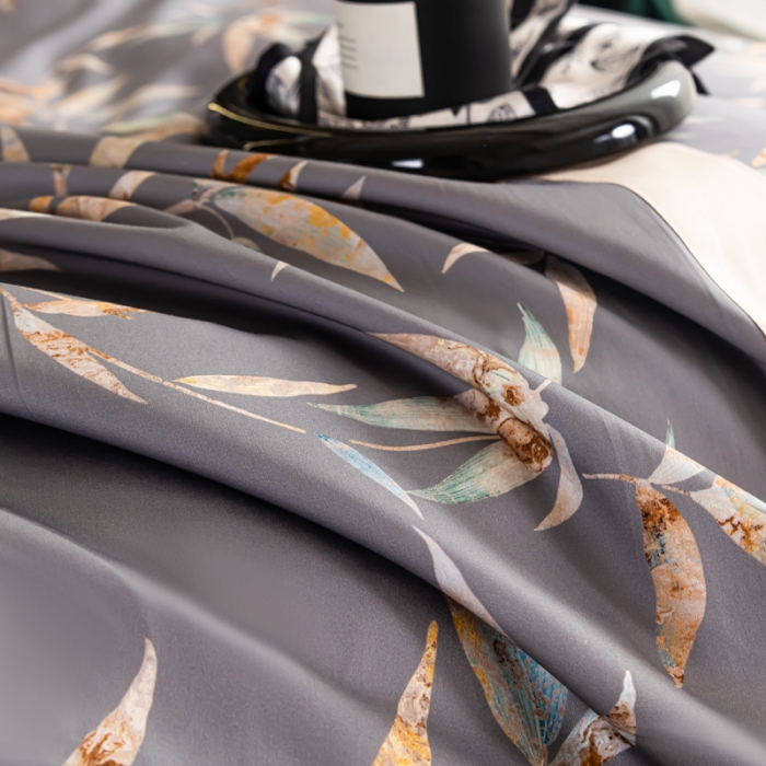 91家纺网 家纺一手货源 找家纺 氧家 2025新款100支全棉数码印花四件套 风雅颂灰