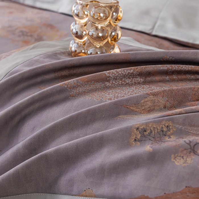 91家纺网 家纺一手货源 找家纺 氧家 2025新款100支全棉数码印花四件套 堪培拉都灰