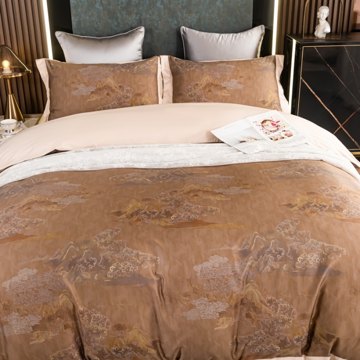 91家纺网 家纺一手货源 找家纺 氧家 2025新款100支全棉数码印花四件套 堪培拉都金