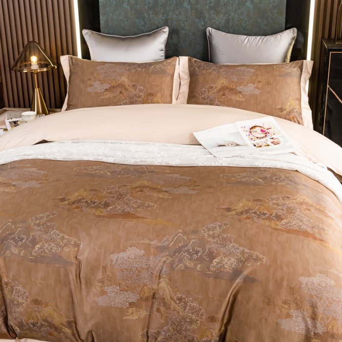 91家纺网 家纺一手货源 找家纺 氧家 2025新款100支全棉数码印花四件套 堪培拉都金