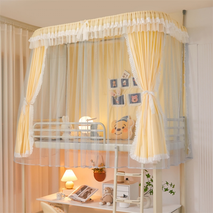 91家纺网 家纺一手货源 找家纺 总迪凡保罗 2025新款2323天地杆铝合金导轨涂银强遮光学生蚊帐