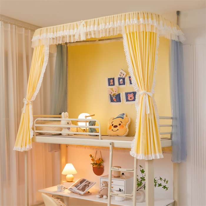 91家纺网 家纺一手货源 找家纺 总迪凡保罗 2025新款2323天地杆铝合金导轨涂银强遮光学生蚊帐