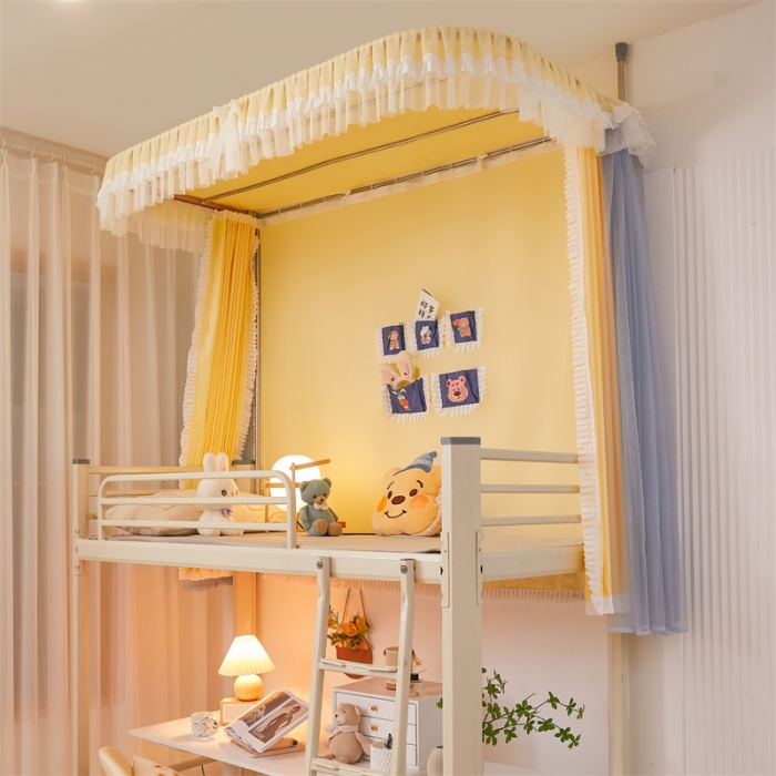 91家纺网 家纺一手货源 找家纺 总迪凡保罗 2025新款2323天地杆铝合金导轨涂银强遮光学生蚊帐