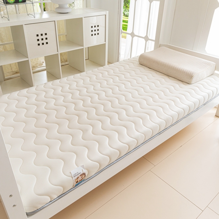 91家纺网 家纺一手货源 找家纺 元昊床垫 2025新款A类牛奶丝学生海绵乳胶床垫 波浪-元气白