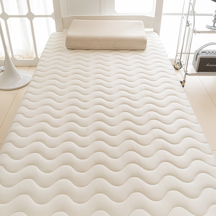 91家纺网 家纺一手货源 找家纺 元昊床垫 2025新款A类牛奶丝学生海绵乳胶床垫 波浪-元气白