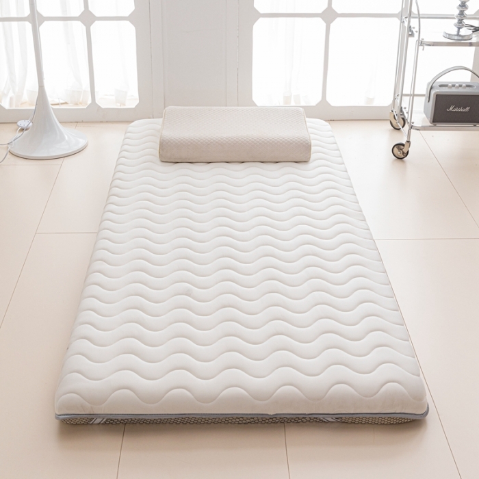91家纺网 家纺一手货源 找家纺 元昊床垫 2025新款A类牛奶丝学生海绵乳胶床垫 波浪-元气白