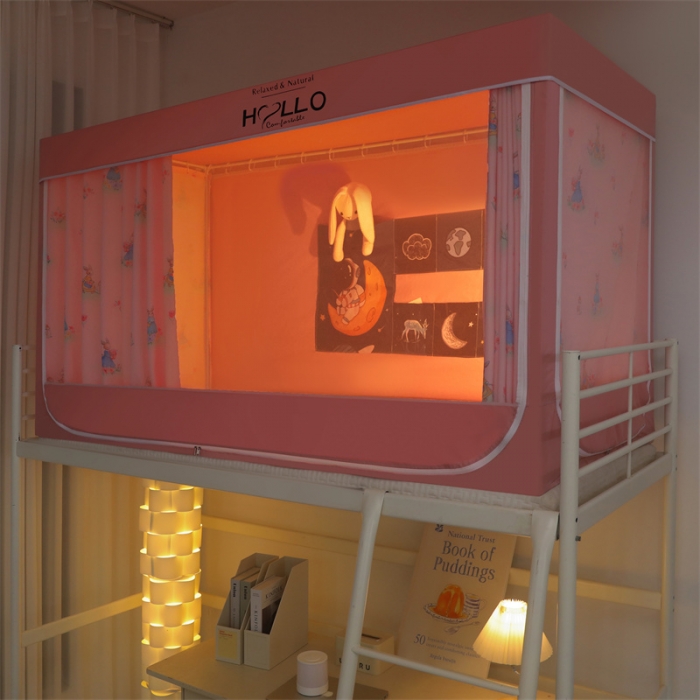 91家纺网 家纺一手货源 找家纺 世婕 2025新款超强涂层遮光学生床帘式蚊帐 兔仙子