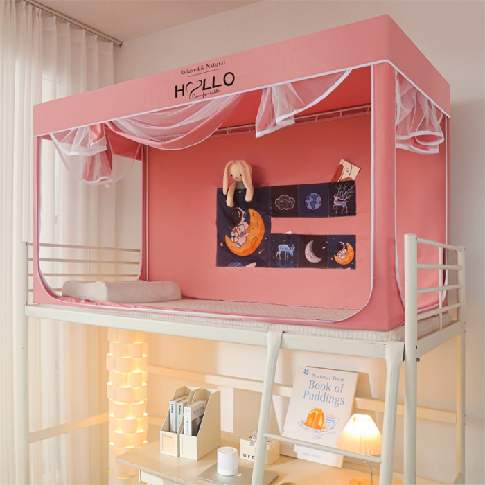 91家纺网 家纺一手货源 找家纺 世婕 2025新款超强涂层遮光学生床帘式蚊帐 兔仙子