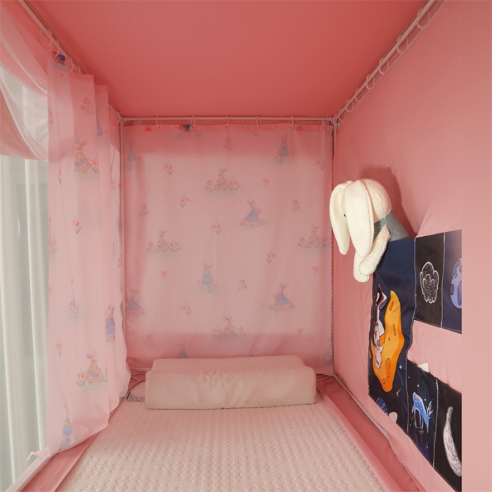 91家纺网 家纺一手货源 找家纺 世婕 2025新款超强涂层遮光学生床帘式蚊帐 兔仙子