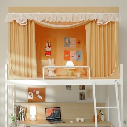 91家纺网 家纺一手货源 找家纺 夏彩 88575加强遮光涂层窗帘学生上下铺拉链蚊帐 88557-蜜柚黄