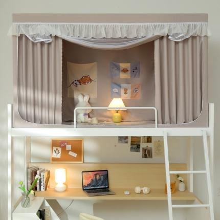 91家纺网 家纺一手货源 找家纺 夏彩 88575加强遮光涂层窗帘学生上下铺拉链蚊帐 88557-摩卡色