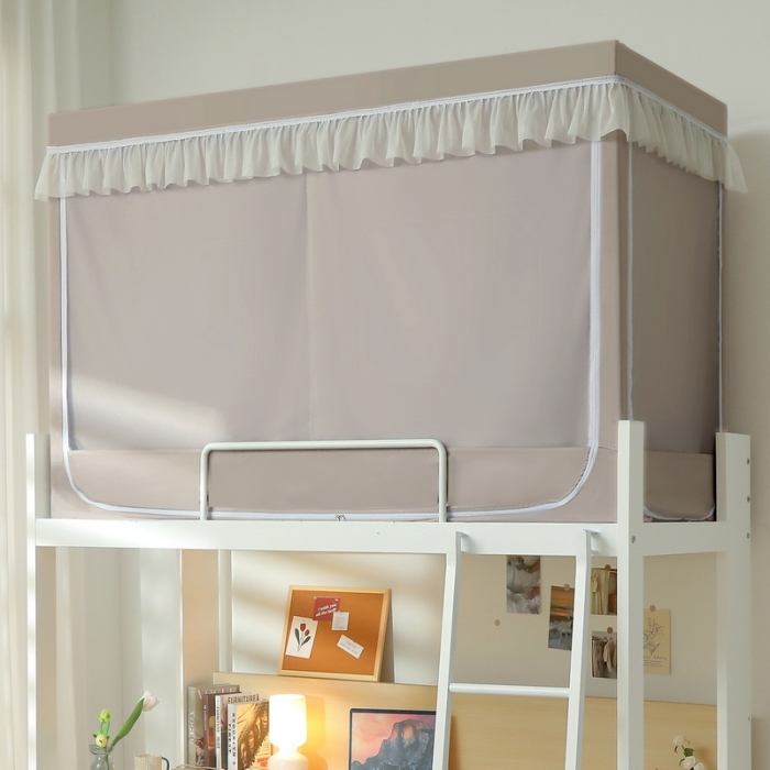 91家纺网 家纺一手货源 找家纺 夏彩 88575加强遮光涂层窗帘学生上下铺拉链蚊帐 88557-摩卡色