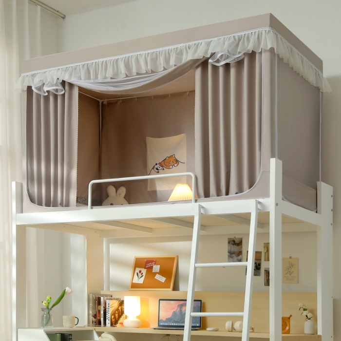 91家纺网 家纺一手货源 找家纺 夏彩 88575加强遮光涂层窗帘学生上下铺拉链蚊帐 88557-摩卡色