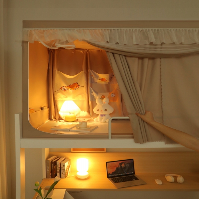 91家纺网 家纺一手货源 找家纺 夏彩 88575加强遮光涂层窗帘学生上下铺拉链蚊帐 88557-摩卡色