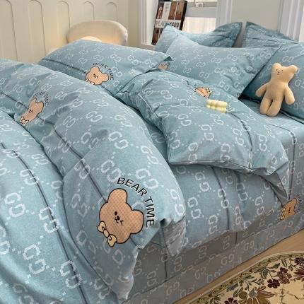 91家纺网 家纺一手货源 找家纺 品乐家纺 2023新款全棉喷气磨毛印花四件套 风尚之约-兰