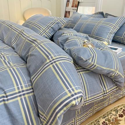 91家纺网 家纺一手货源 找家纺 品乐家纺 2023新款全棉喷气磨毛印花四件套 卡莱尔-灰