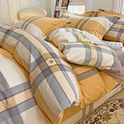 91家纺网 家纺一手货源 找家纺 品乐家纺 2023新款全棉喷气磨毛印花四件套 里斯本-咖