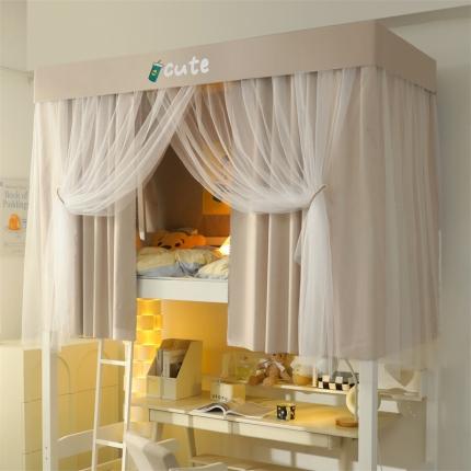 91家纺网 家纺一手货源 找家纺 夏彩 2023新款88581涂银强遮光金属烤漆可调节支架学生宫廷蚊帐 卡其色