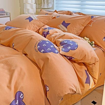 品乐家纺 2023新款全棉喷气磨毛印花四件套 潮流前线-桔