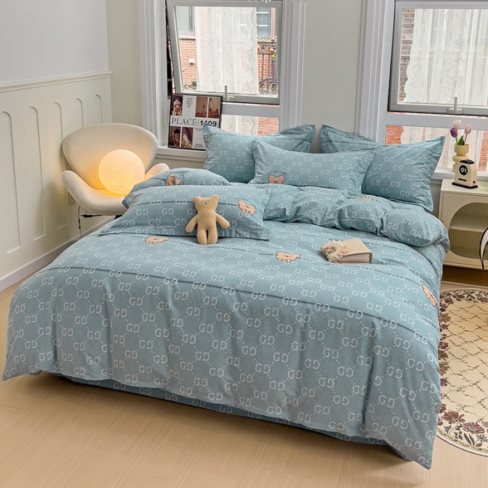 91家纺网 家纺一手货源 找家纺 品乐家纺 2023新款全棉喷气磨毛印花四件套 风尚之约-兰