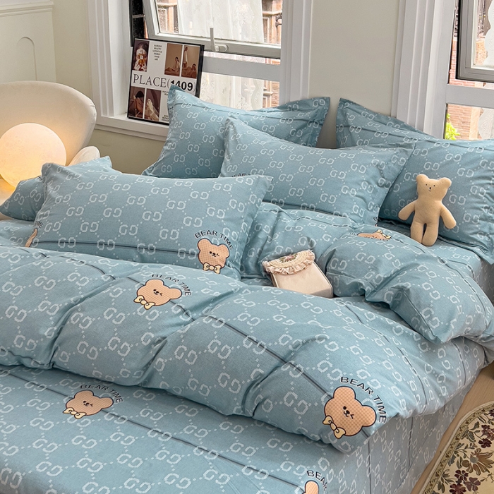 91家纺网 家纺一手货源 找家纺 品乐家纺 2023新款全棉喷气磨毛印花四件套 风尚之约-兰