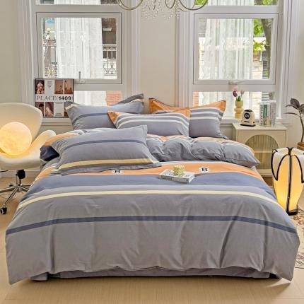 91家纺网 家纺一手货源 找家纺 品乐家纺 2023新款全棉喷气磨毛印花单被套 伯爵-灰