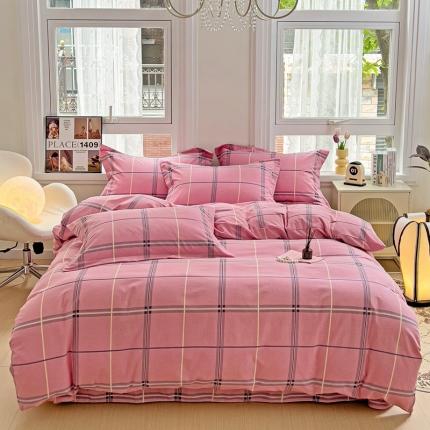 91家纺网 家纺一手货源 找家纺 品乐家纺 2023新款全棉喷气磨毛印花单被套 格鲁尼-粉