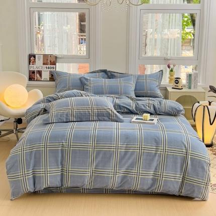 91家纺网 家纺一手货源 找家纺 品乐家纺 2023新款全棉喷气磨毛印花单被套 卡莱尔-灰