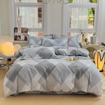 91家纺网 家纺一手货源 找家纺 品乐家纺 2023新款全棉喷气磨毛印花单被套 卡特曼-蓝