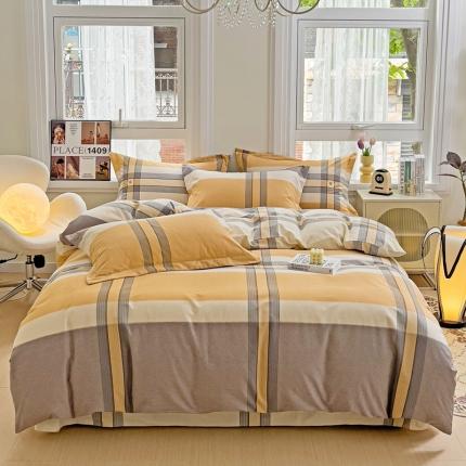 91家纺网 家纺一手货源 找家纺 品乐家纺 2023新款全棉喷气磨毛印花单被套 里斯本-咖