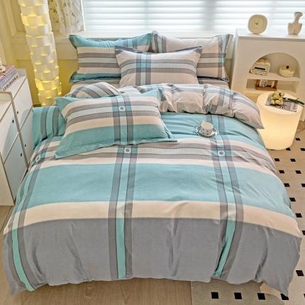 91家纺网 家纺一手货源 找家纺 品乐家纺 2023新款全棉喷气磨毛印花单被套 里斯本-绿