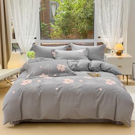 91家纺网 家纺一手货源 找家纺 品乐家纺 2023新款全棉喷气磨毛印花单被套 美丽人生-灰