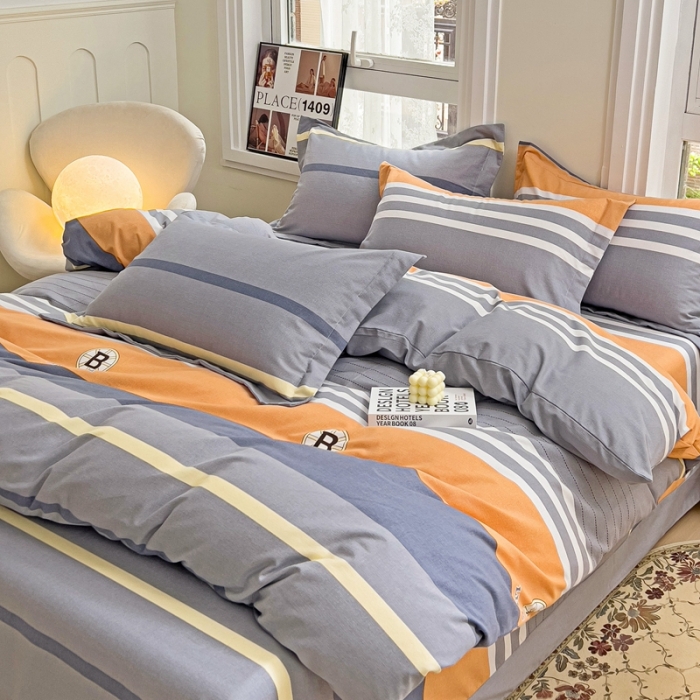 91家纺网 家纺一手货源 找家纺 品乐家纺 2023新款全棉喷气磨毛印花单被套 伯爵-灰