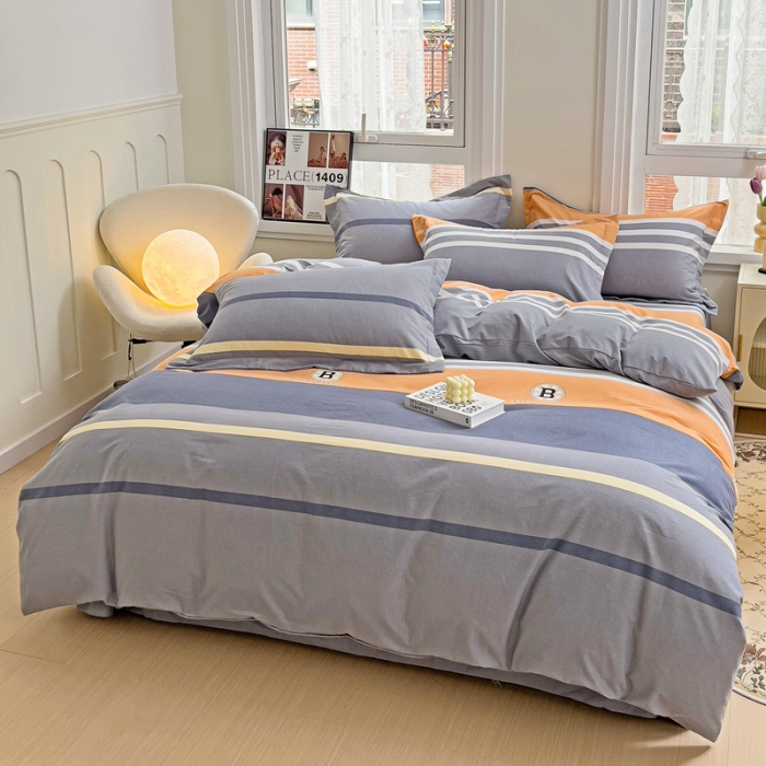 91家纺网 家纺一手货源 找家纺 品乐家纺 2023新款全棉喷气磨毛印花单被套 伯爵-灰