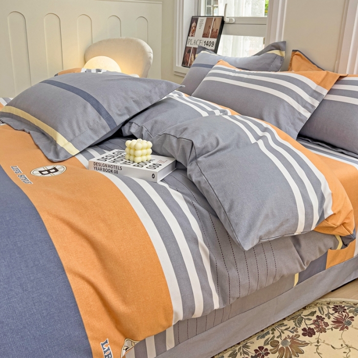 91家纺网 家纺一手货源 找家纺 品乐家纺 2023新款全棉喷气磨毛印花单被套 伯爵-灰