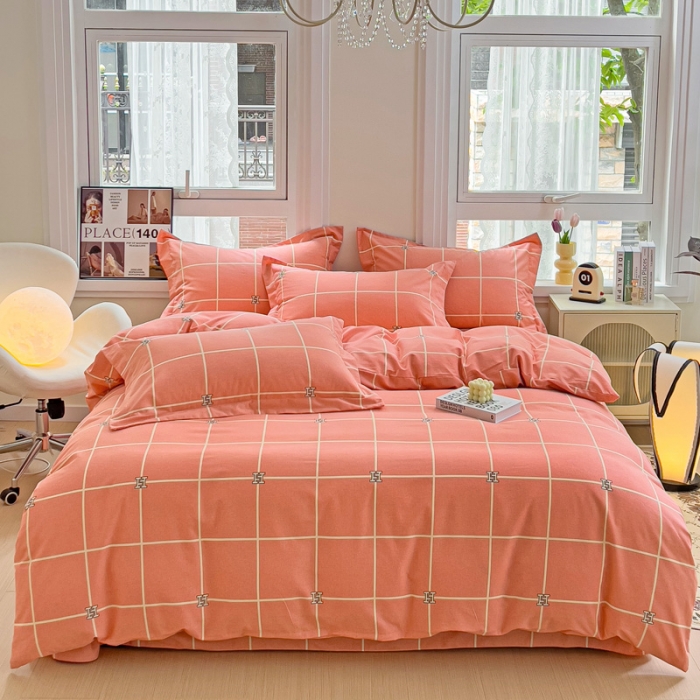 91家纺网 家纺一手货源 找家纺 品乐家纺 2023新款全棉喷气磨毛印花单被套 福布斯-桔