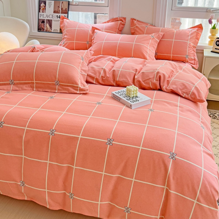 91家纺网 家纺一手货源 找家纺 品乐家纺 2023新款全棉喷气磨毛印花单被套 福布斯-桔