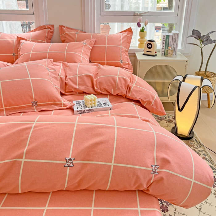 91家纺网 家纺一手货源 找家纺 品乐家纺 2023新款全棉喷气磨毛印花单被套 福布斯-桔