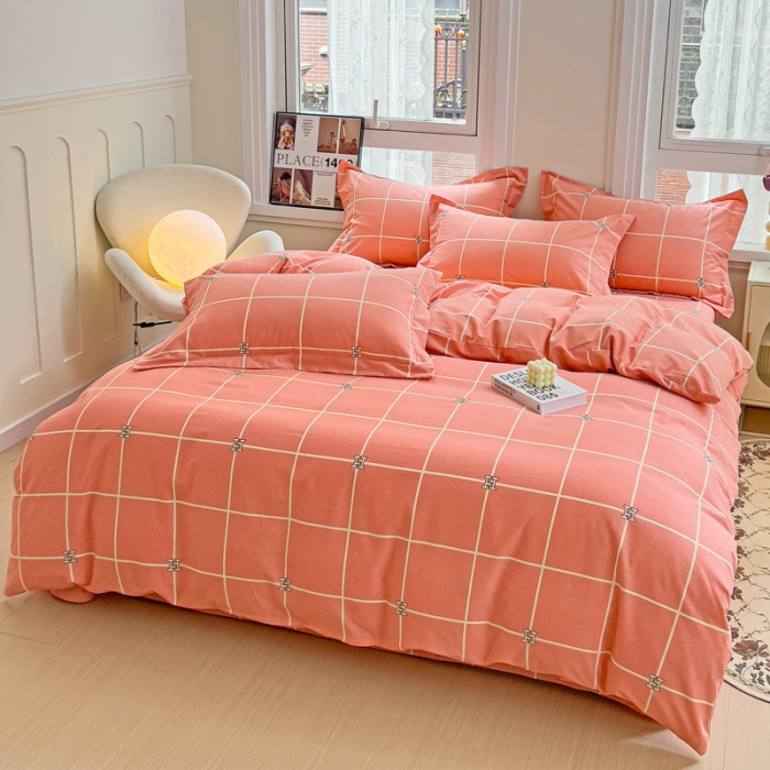 91家纺网 家纺一手货源 找家纺 品乐家纺 2023新款全棉喷气磨毛印花单被套 福布斯-桔