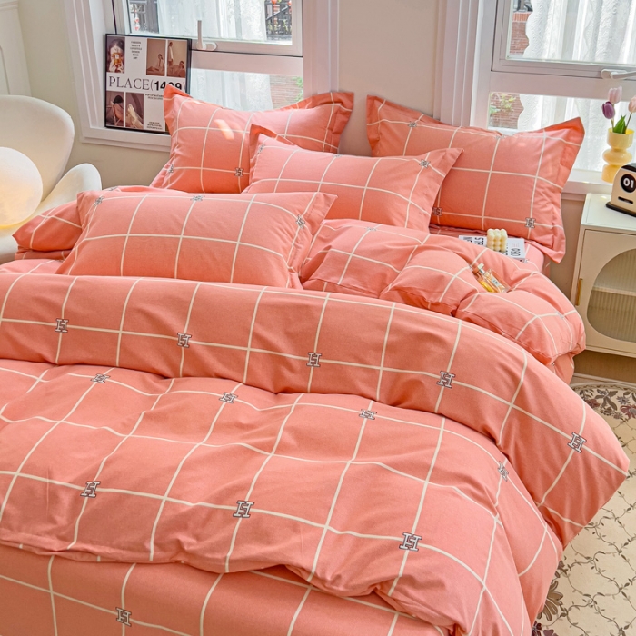 91家纺网 家纺一手货源 找家纺 品乐家纺 2023新款全棉喷气磨毛印花单被套 福布斯-桔