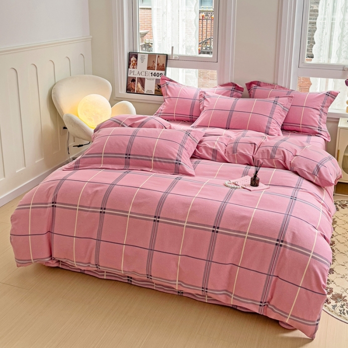 91家纺网 家纺一手货源 找家纺 品乐家纺 2023新款全棉喷气磨毛印花单被套 格鲁尼-粉