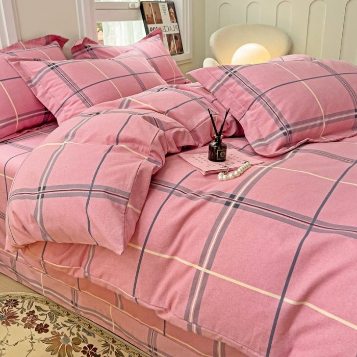 91家纺网 家纺一手货源 找家纺 品乐家纺 2023新款全棉喷气磨毛印花单被套 格鲁尼-粉