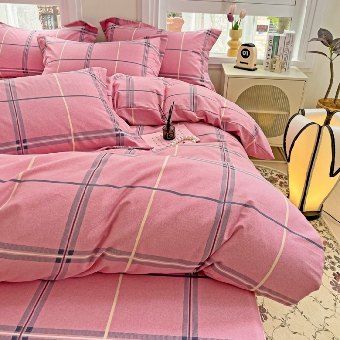 91家纺网 家纺一手货源 找家纺 品乐家纺 2023新款全棉喷气磨毛印花单被套 格鲁尼-粉