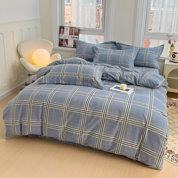 91家纺网 家纺一手货源 找家纺 品乐家纺 2023新款全棉喷气磨毛印花单被套 卡莱尔-灰